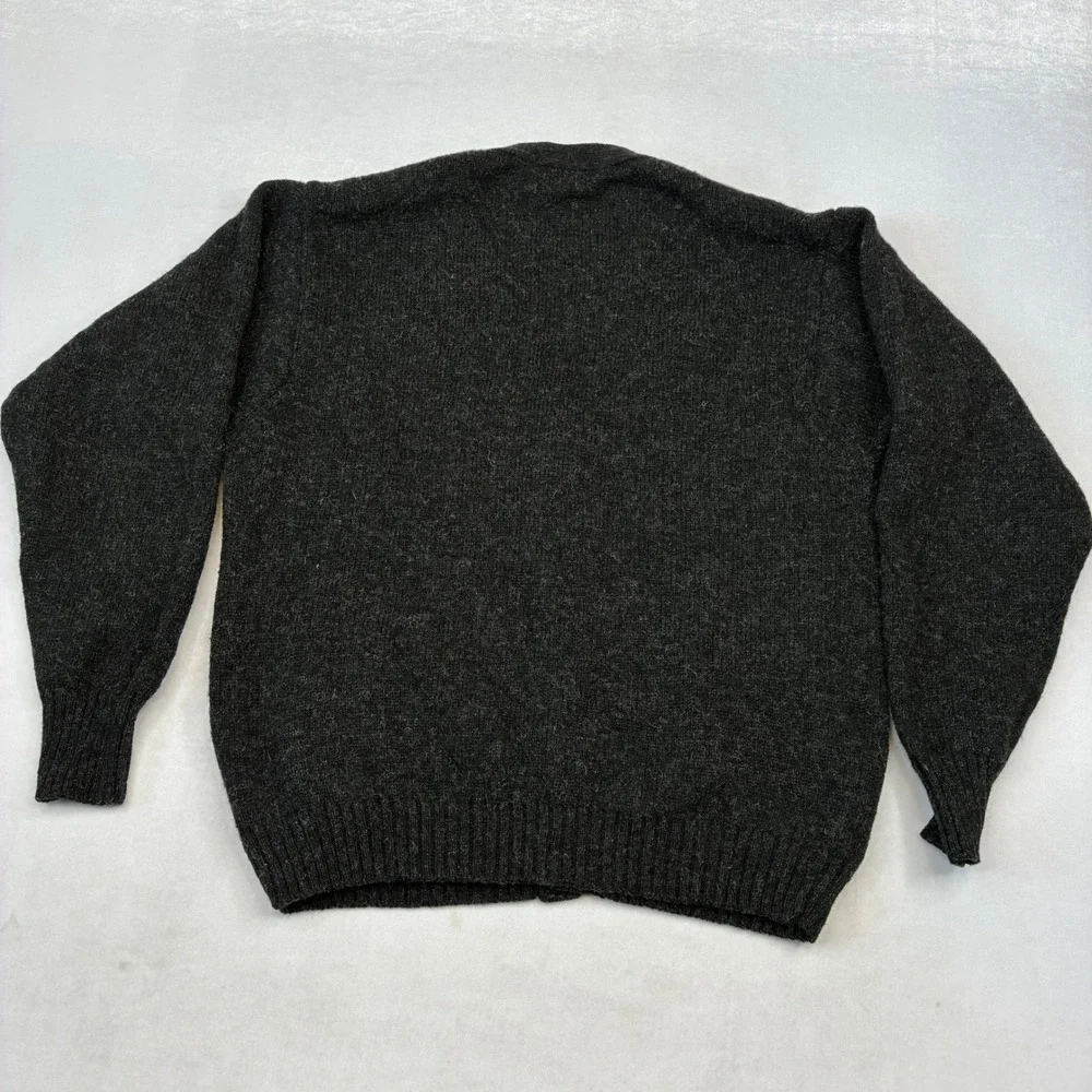 Pendleton Cardigan Sweater Mens Medium Gray Shetland Virgin Wool Button V-Neck